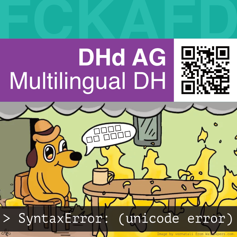 Sticker der DHd-AG Multilingual DH mit QR-Code zur Website