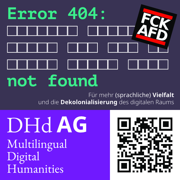 Sticker der DHd-AG Multilingual DH mit QR-Code zur Website